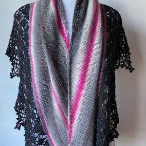 Hand knitted shawl.Lace beaded shawl.Extra-long scarf.Handmade Wrap.Gift for Her